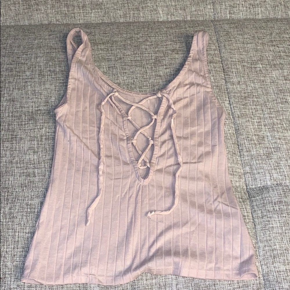 Urban outfitters blush lace up cropped tank xs